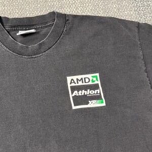Vintage 90s AMD Athlon XP Processor Tech T-Shirt Computer PC Black Single Stitch